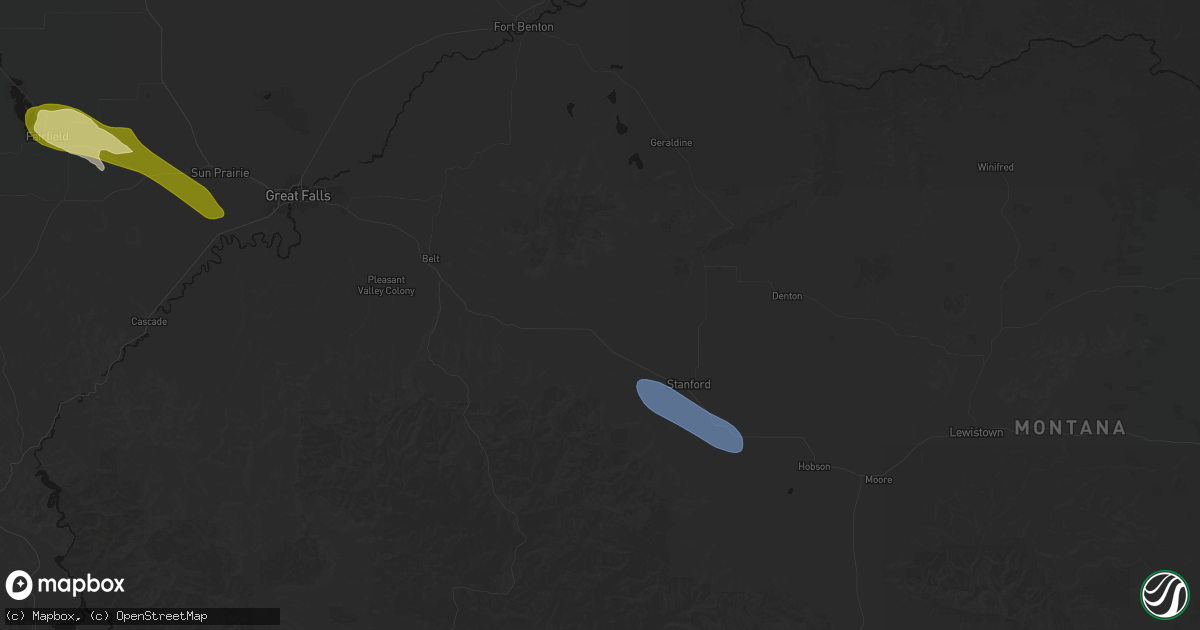 Hail map in Geyser, MT on June 12, 2026