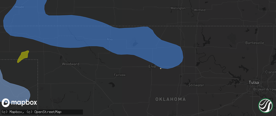 Hail map in Goltry, OK on June 12, 2026