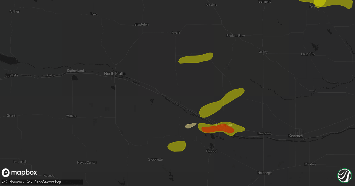 Hail map in Gothenburg, NE on June 12, 2026