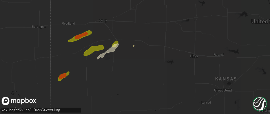 Hail map in Gove, KS on June 12, 2026