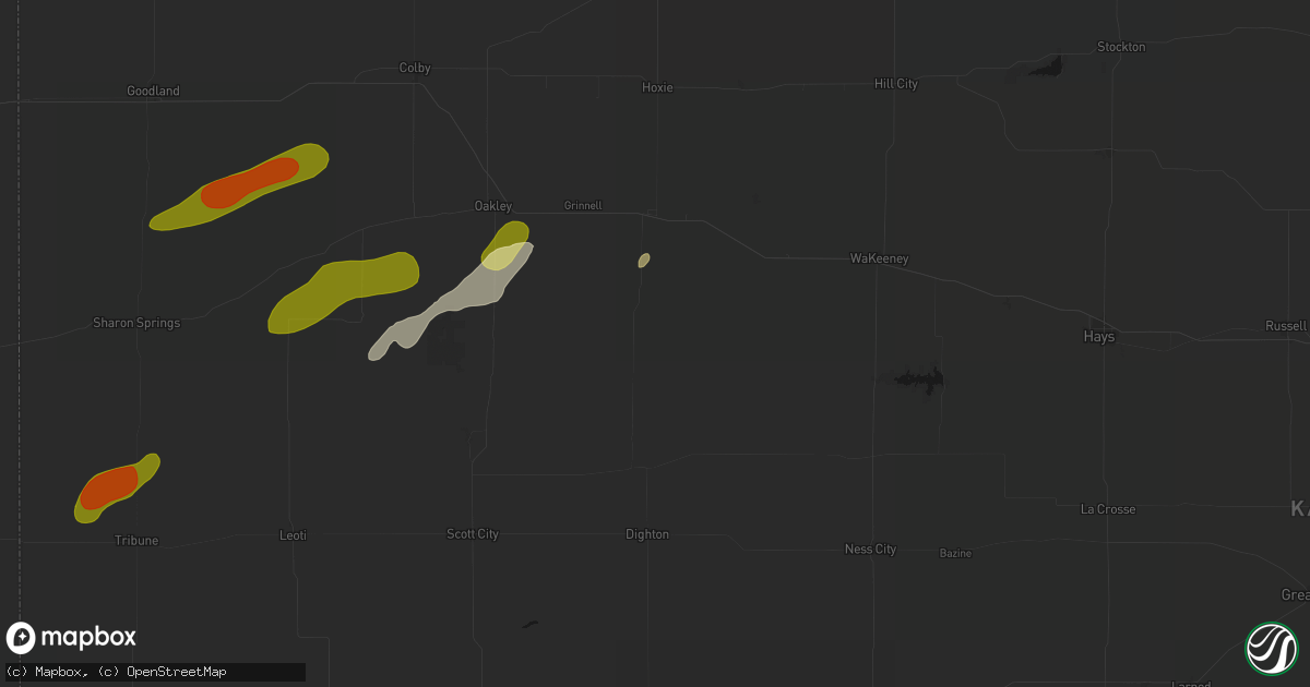 Hail map in Gove, KS on June 12, 2026