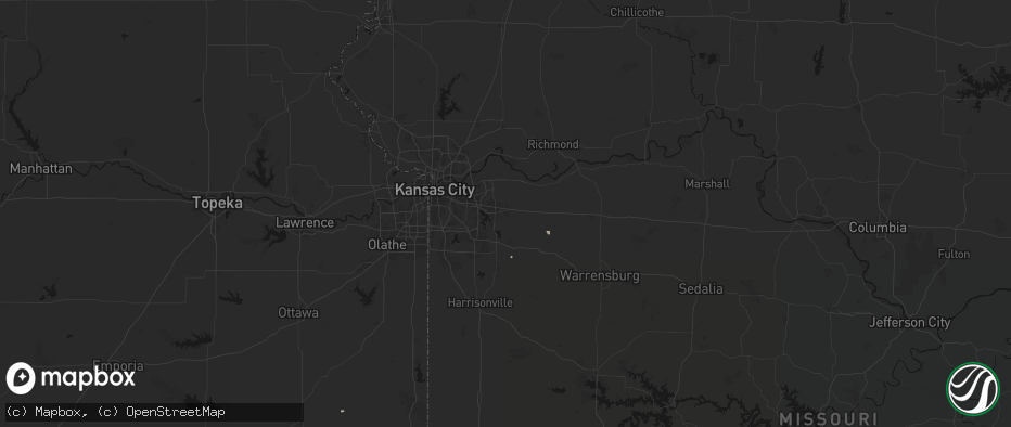 Hail map in Grain Valley, MO on June 12, 2026
