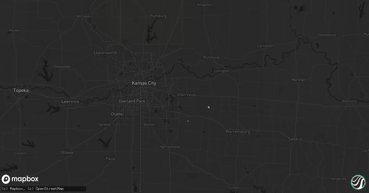 Hail map in Grain Valley, MO on June 12, 2026