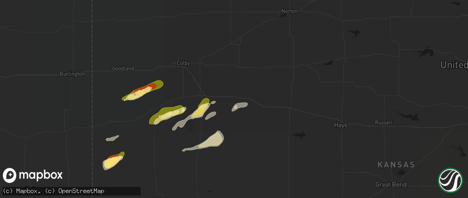 Hail map in Grainfield, KS on June 12, 2026