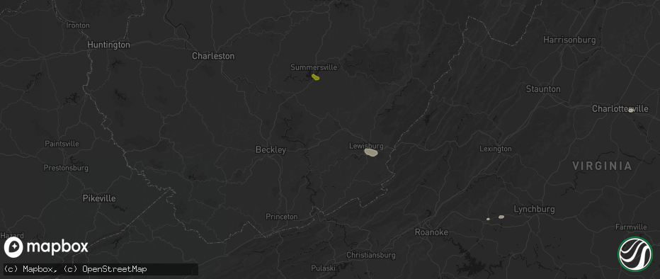 Hail map in Grassy Meadows, WV on June 12, 2026