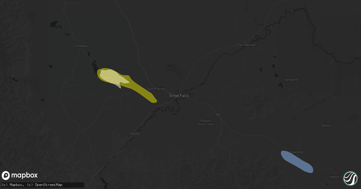 Hail map in Great Falls, MT on June 12, 2026