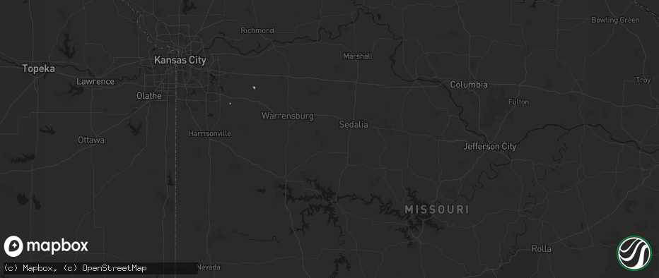 Hail map in Green Ridge, MO on June 12, 2026