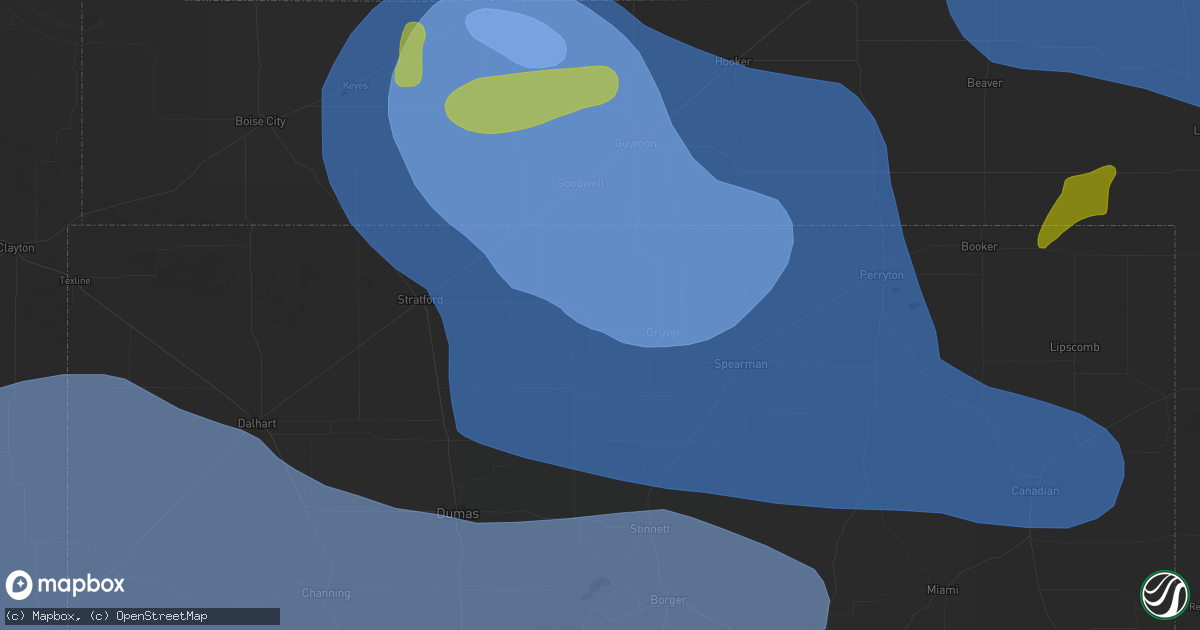 Hail map in Gruver, TX on June 12, 2026
