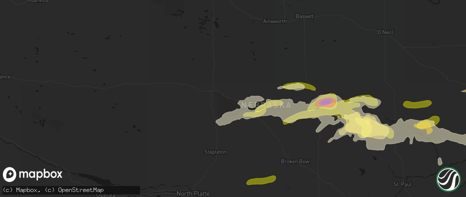 Hail map in Halsey, NE on June 12, 2026