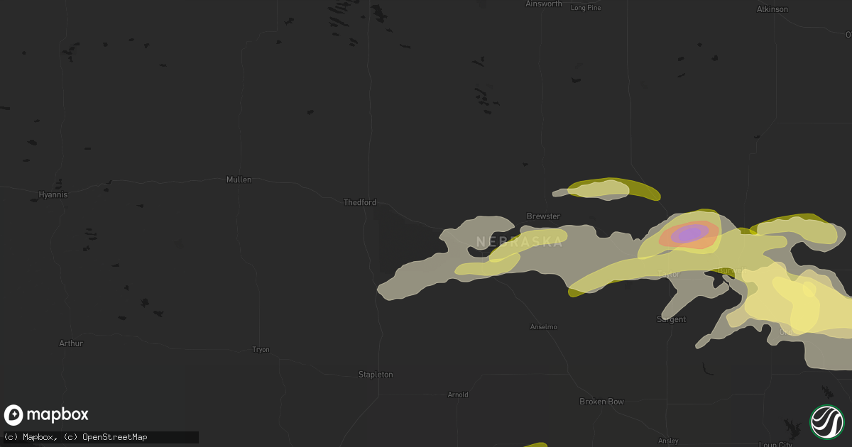 Hail map in Halsey, NE on June 12, 2026