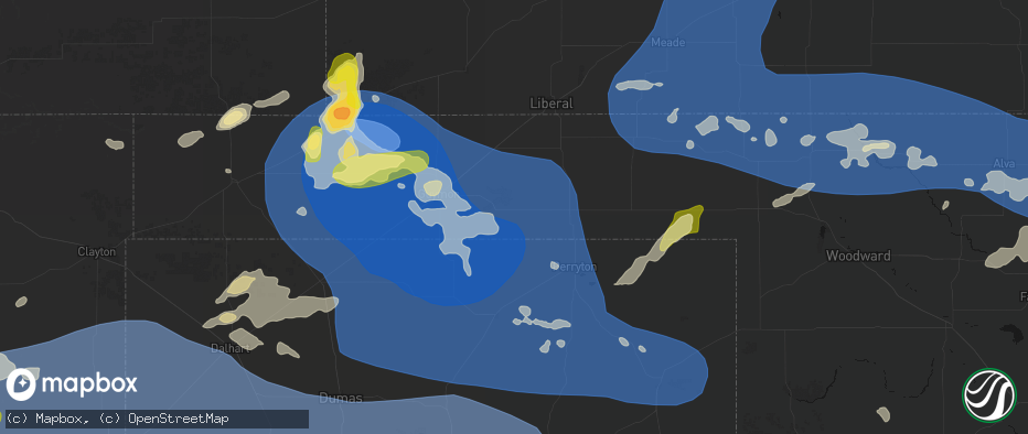 Hail map in Hardesty, OK on June 12, 2026