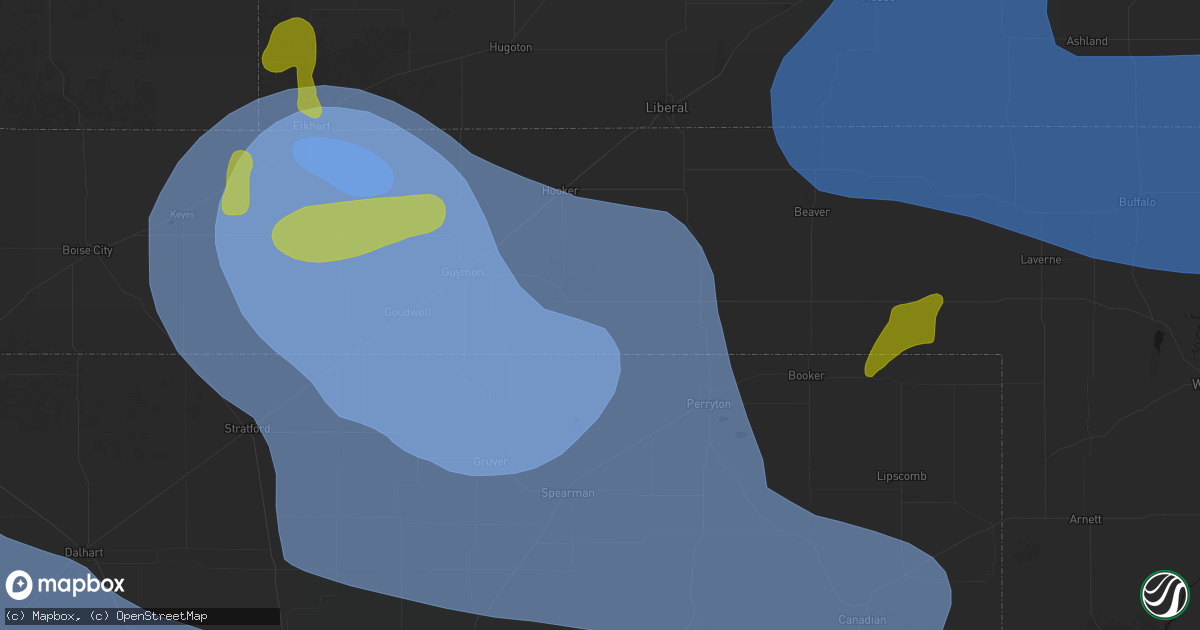 Hail map in Hardesty, OK on June 12, 2026