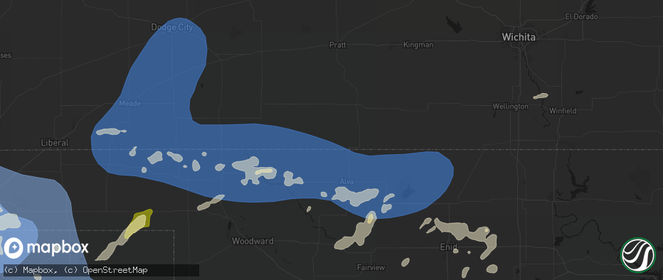 Hail map in Hardtner, KS on June 12, 2026