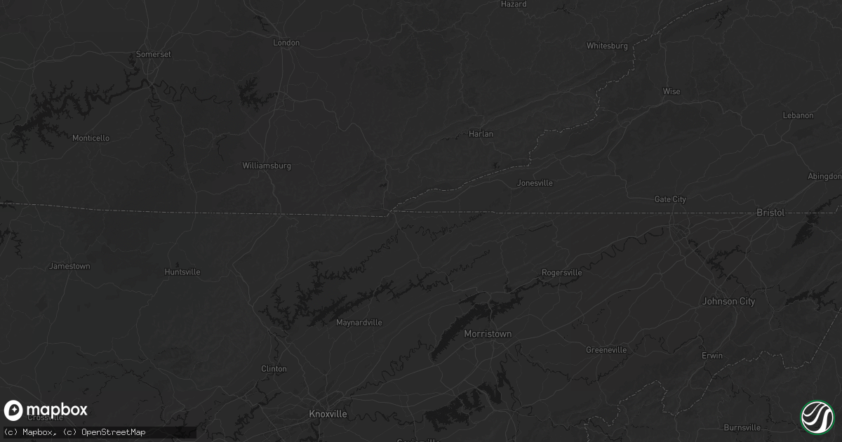 Hail map in Harrogate, TN on June 12, 2026