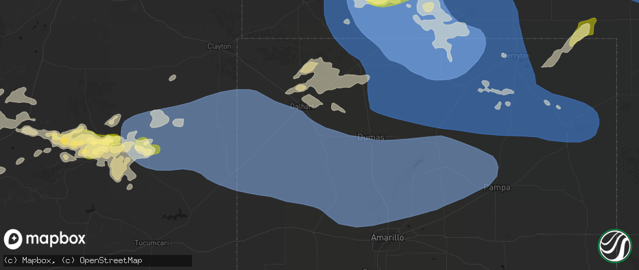 Hail map in Hartley, TX on June 12, 2026