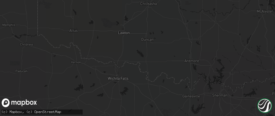 Hail map in Hastings, OK on June 12, 2026