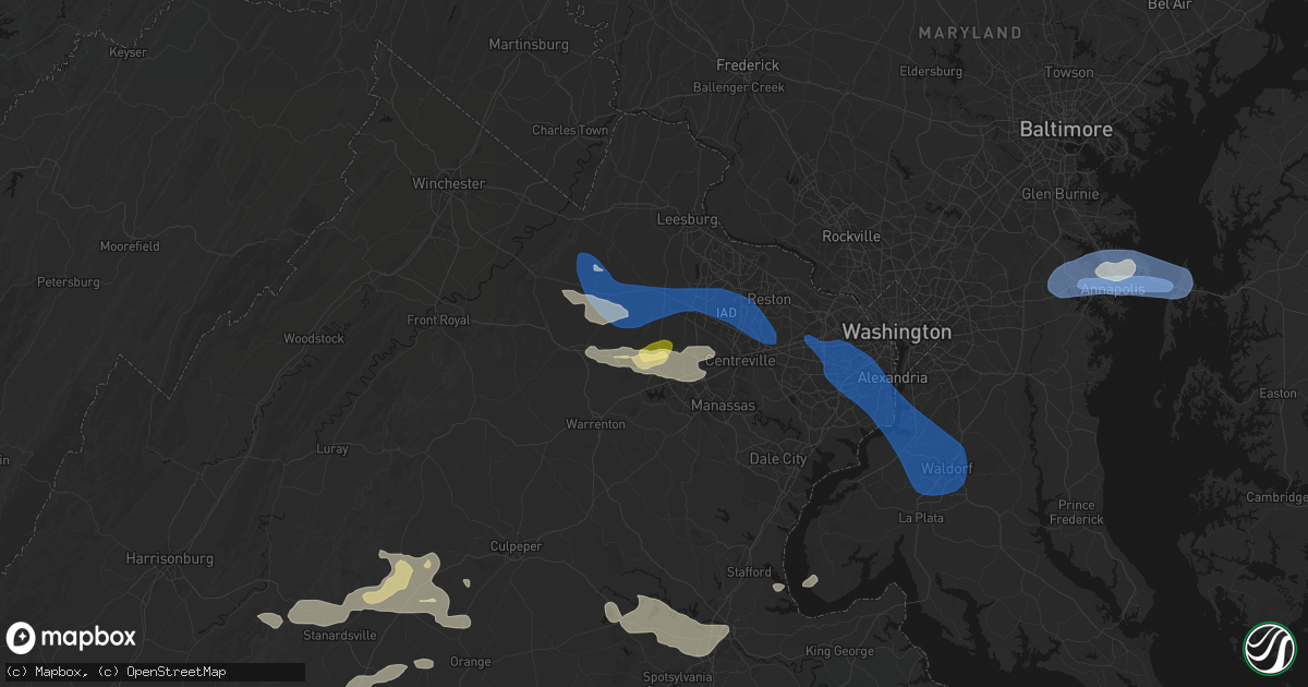 Hail map in Haymarket, VA on June 12, 2026