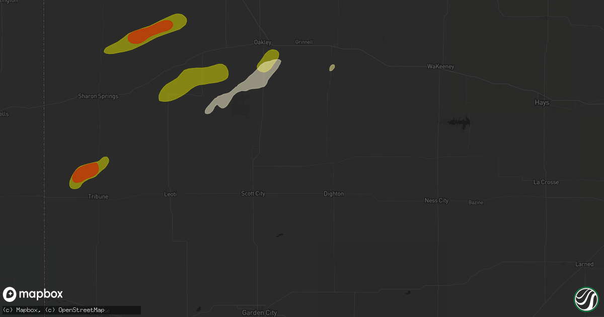 Hail map in Healy, KS on June 12, 2026