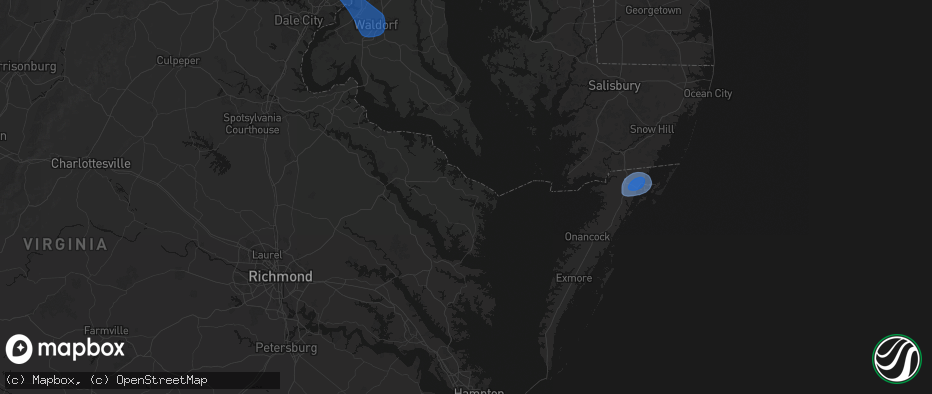 Hail map in Heathsville, VA on June 12, 2026