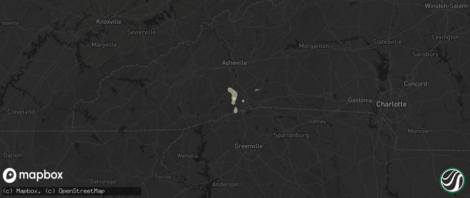 Hail map in Hendersonville, NC on June 12, 2026