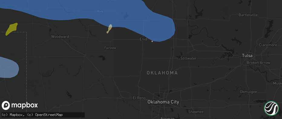 Hail map in Hennessey, OK on June 12, 2026