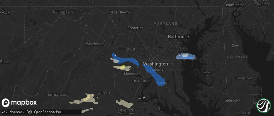 Hail map in Herndon, VA on June 12, 2026