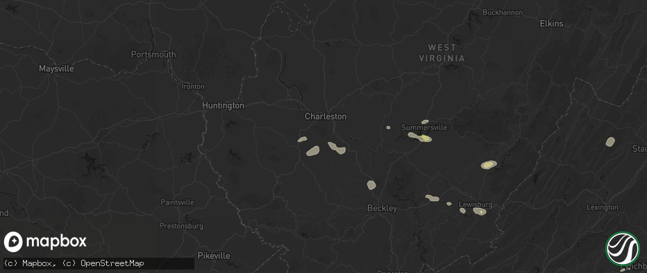 Hail map in Hernshaw, WV on June 12, 2026