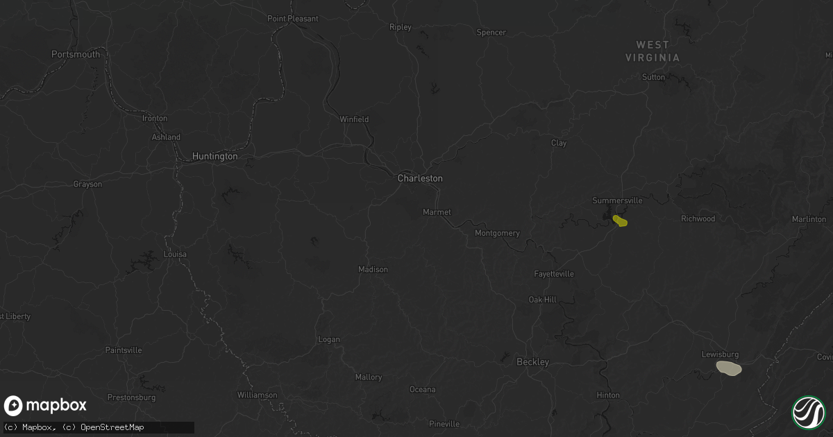 Hail map in Hernshaw, WV on June 12, 2026