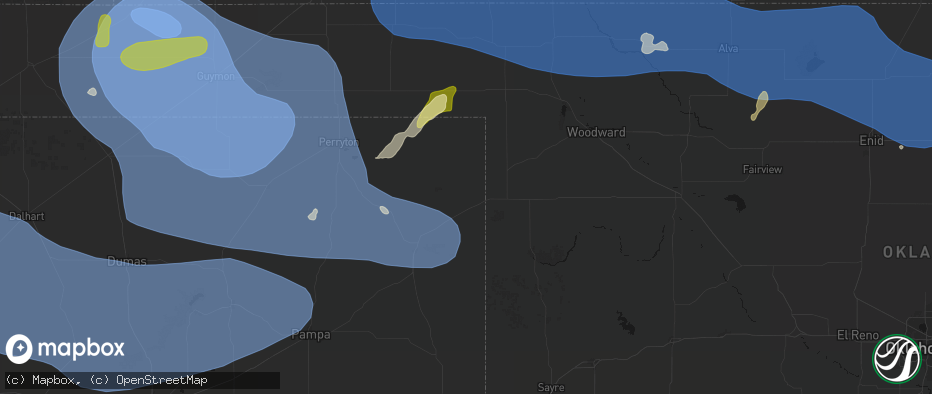 Hail map in Higgins, TX on June 12, 2026