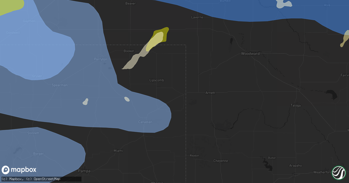 Hail map in Higgins, TX on June 12, 2026