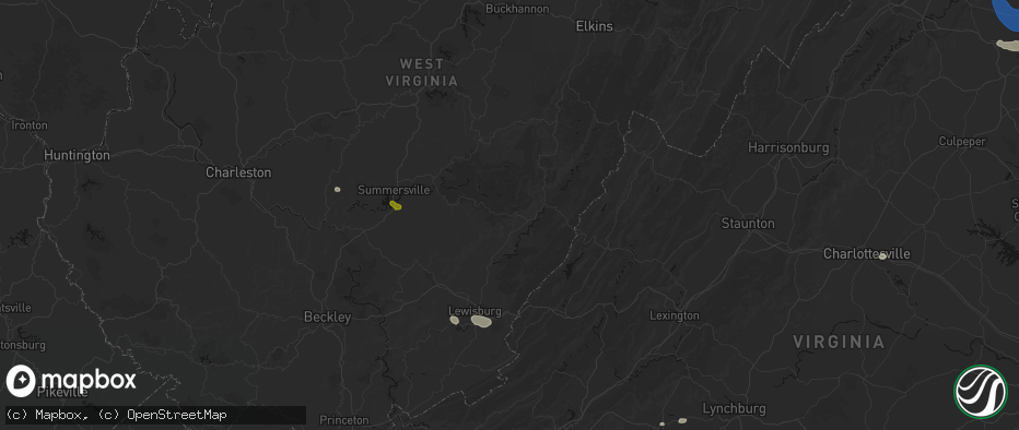 Hail map in Hillsboro, WV on June 12, 2026