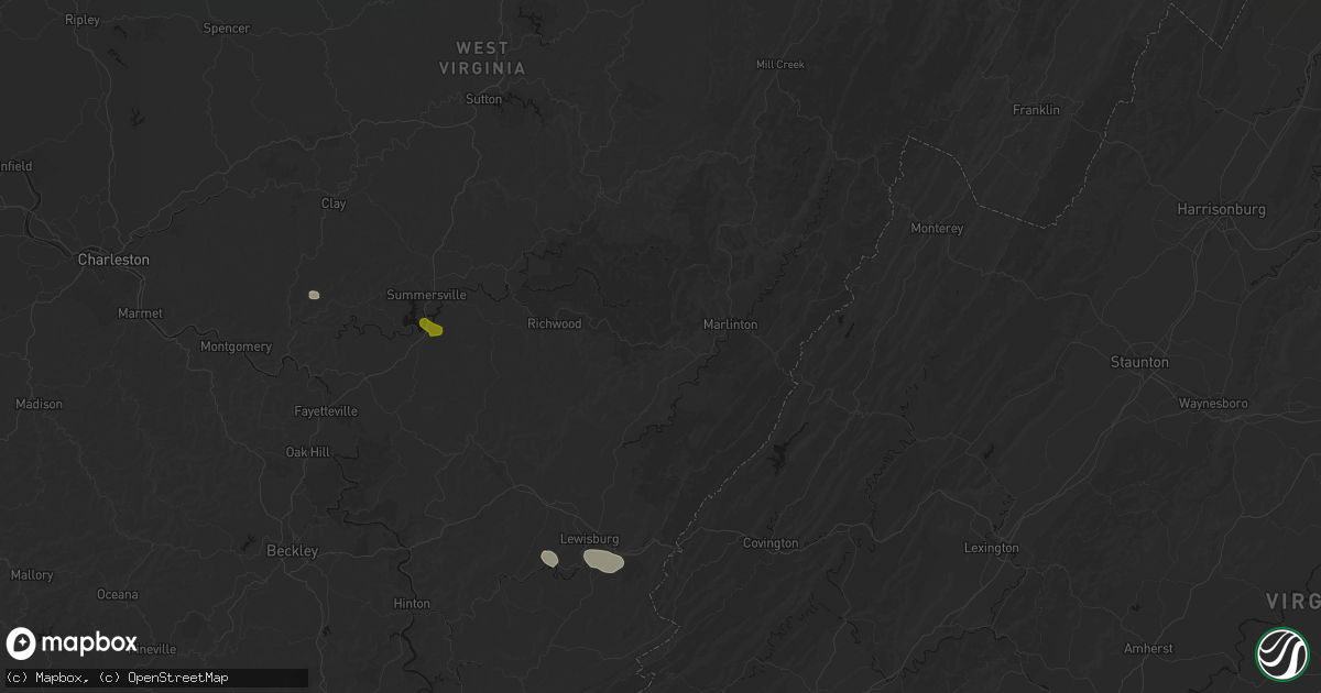 Hail map in Hillsboro, WV on June 12, 2026