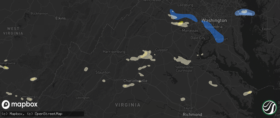 Hail map in Hood, VA on June 12, 2026