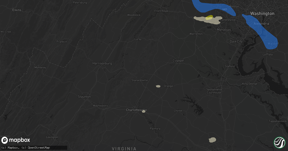 Hail map in Hood, VA on June 12, 2026