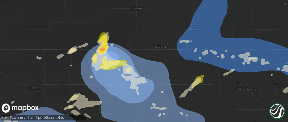 Hail map in Hooker, OK on June 12, 2026