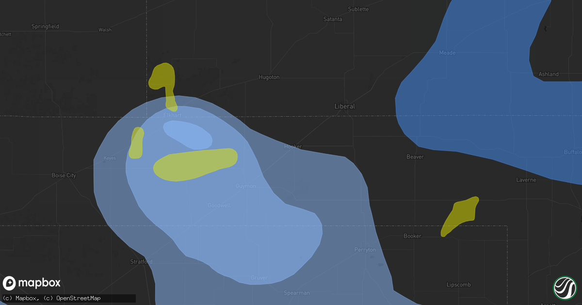 Hail map in Hooker, OK on June 12, 2026