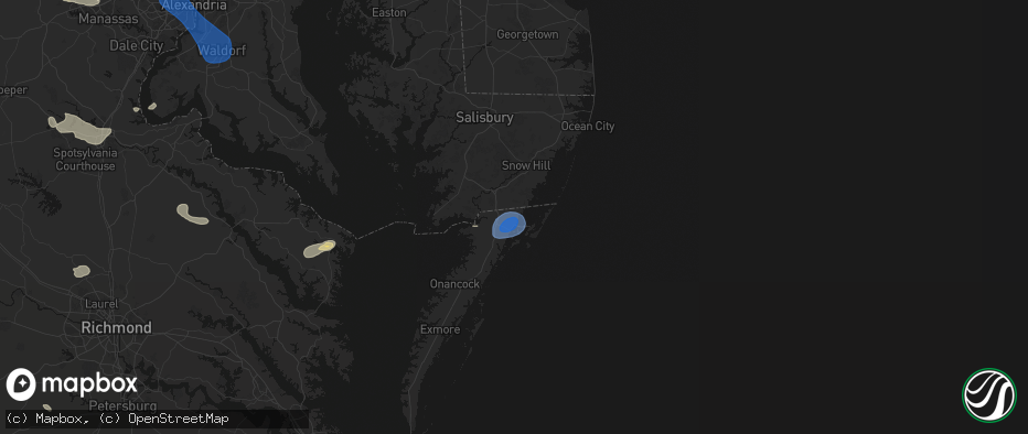 Hail map in Horntown, VA on June 12, 2026