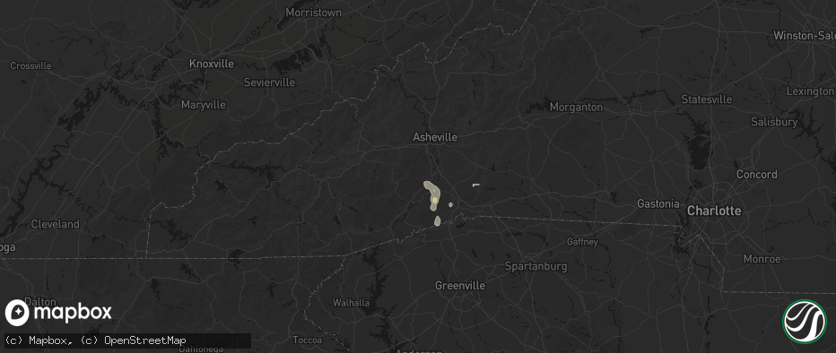 Hail map in Horse Shoe, NC on June 12, 2026