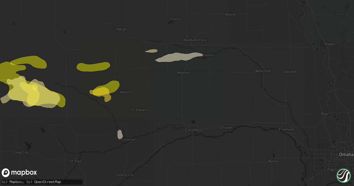 Hail map in Humphrey, NE on June 12, 2026