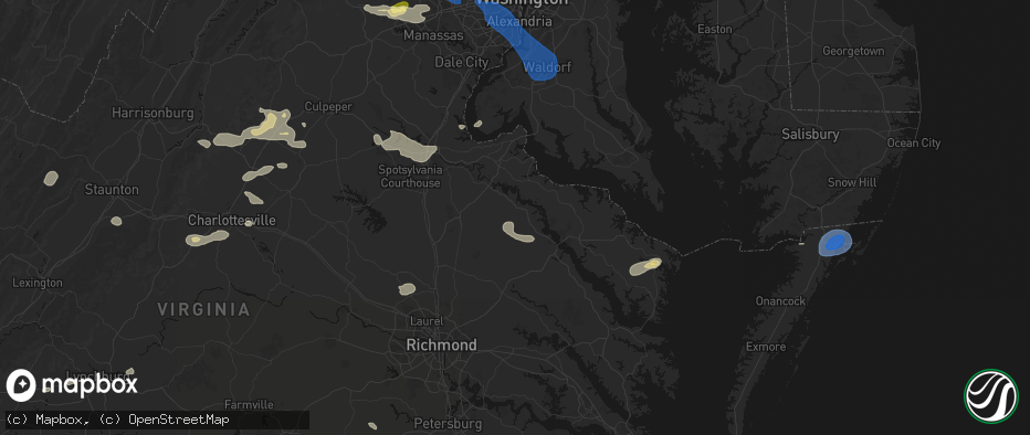 Hail map in Hustle, VA on June 12, 2026