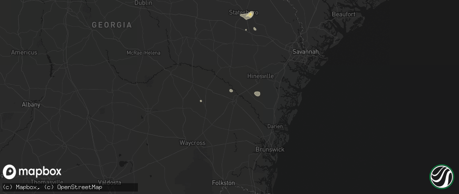 Hail map in Jesup, GA on June 12, 2026