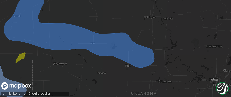 Hail map in Jet, OK on June 12, 2026