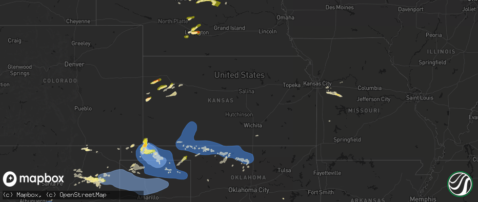 Hail map in Kansas on June 12, 2026