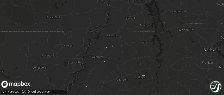 Hail map in Kenton, TN on June 12, 2026