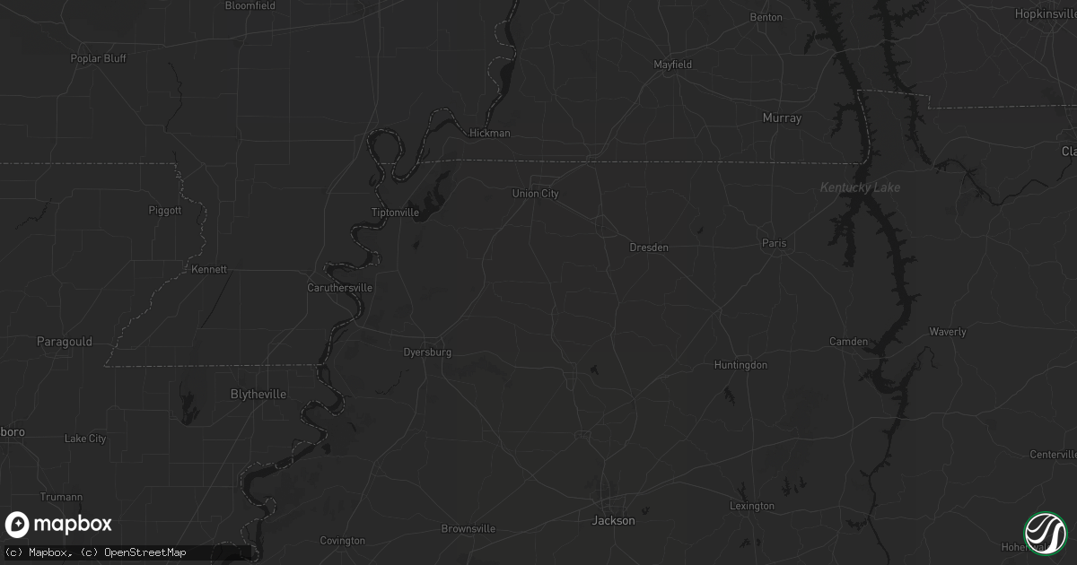 Hail map in Kenton, TN on June 12, 2026