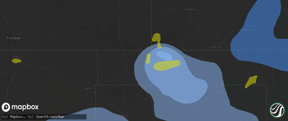 Hail map in Keyes, OK on June 12, 2026