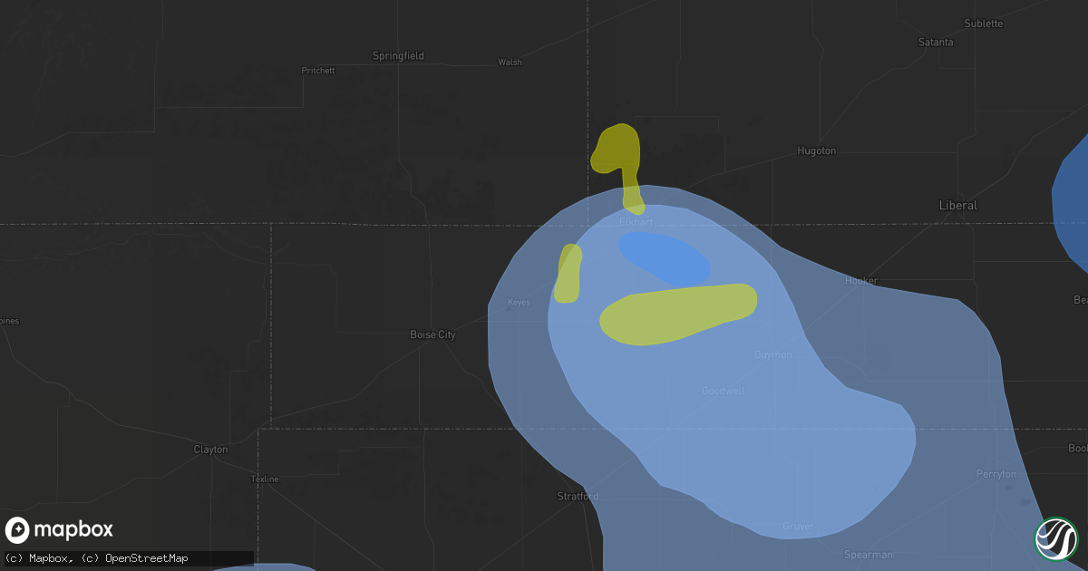 Hail map in Keyes, OK on June 12, 2026