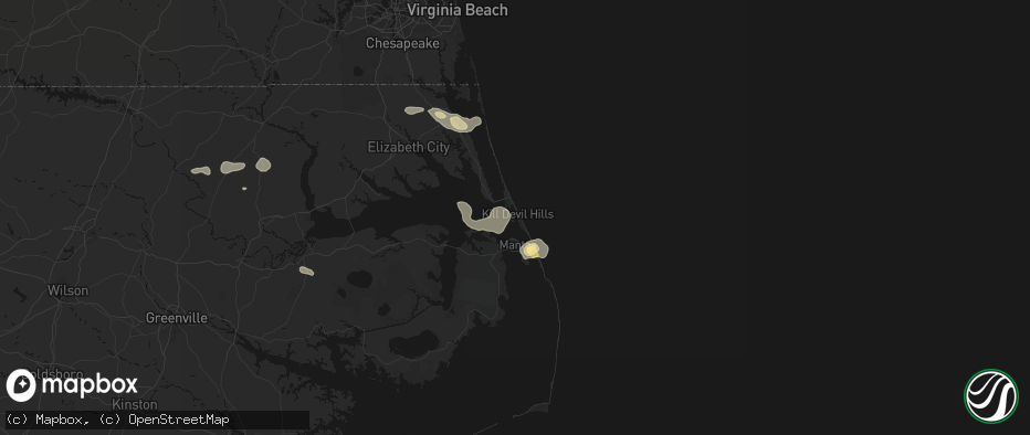 Hail map in Kill Devil Hills, NC on June 12, 2026
