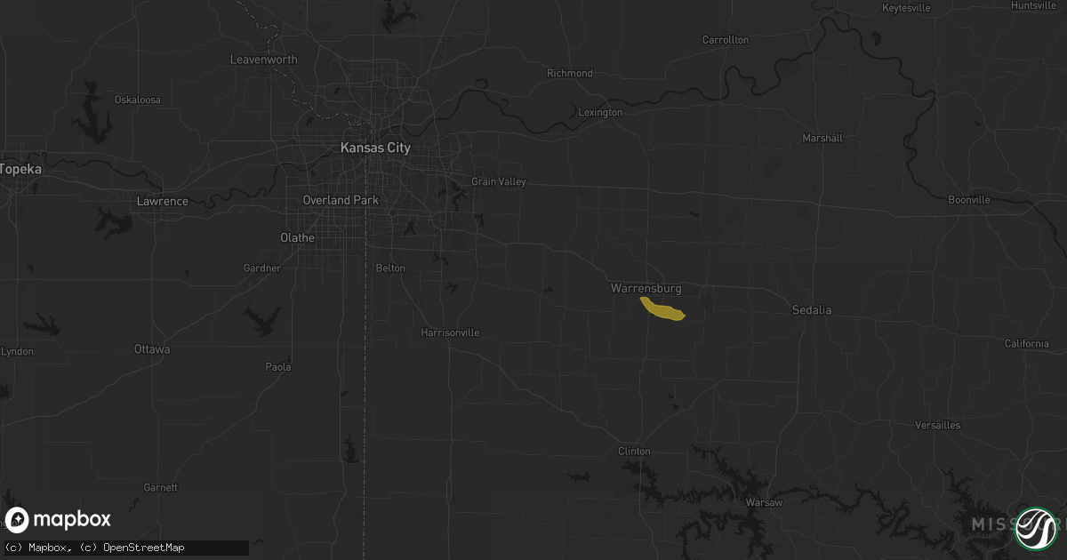 Hail map in Kingsville, MO on June 12, 2026