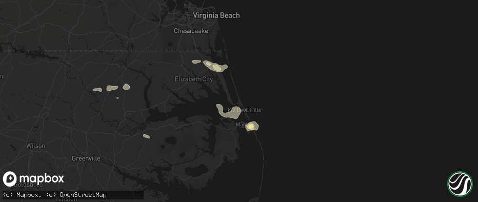 Hail map in Kitty Hawk, NC on June 12, 2026